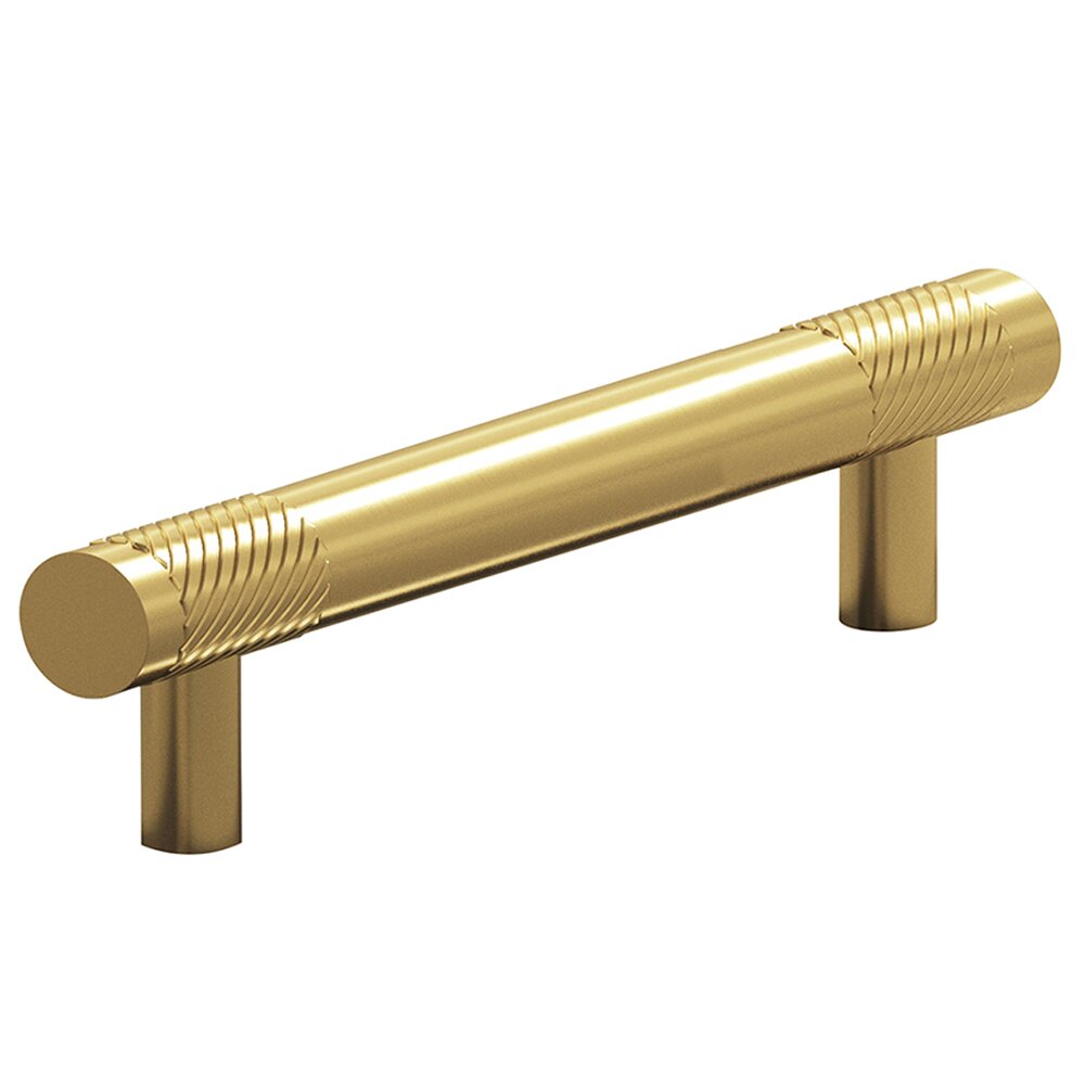 Colonial Bronze 4" Centers Single Knurl Bands Pull in Unlacquered Satin Brass