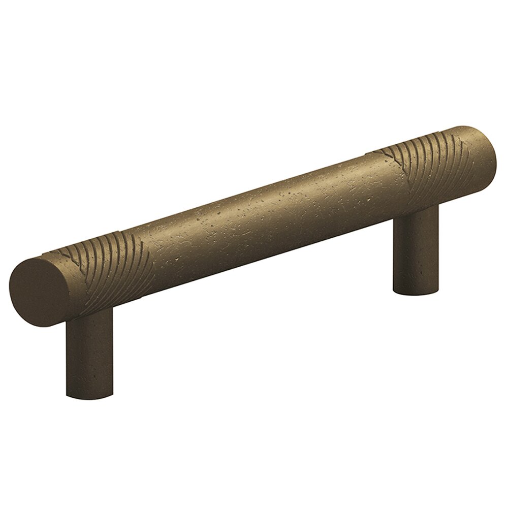 Colonial Bronze 4" Centers Single Knurl Bands Pull in Distressed Oil Rubbed Bronze