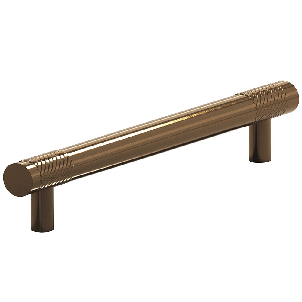 Colonial Bronze 5/8" Diameter Pull Single Knurl Bands 6" Centers Pull in Light Statuary Bronze