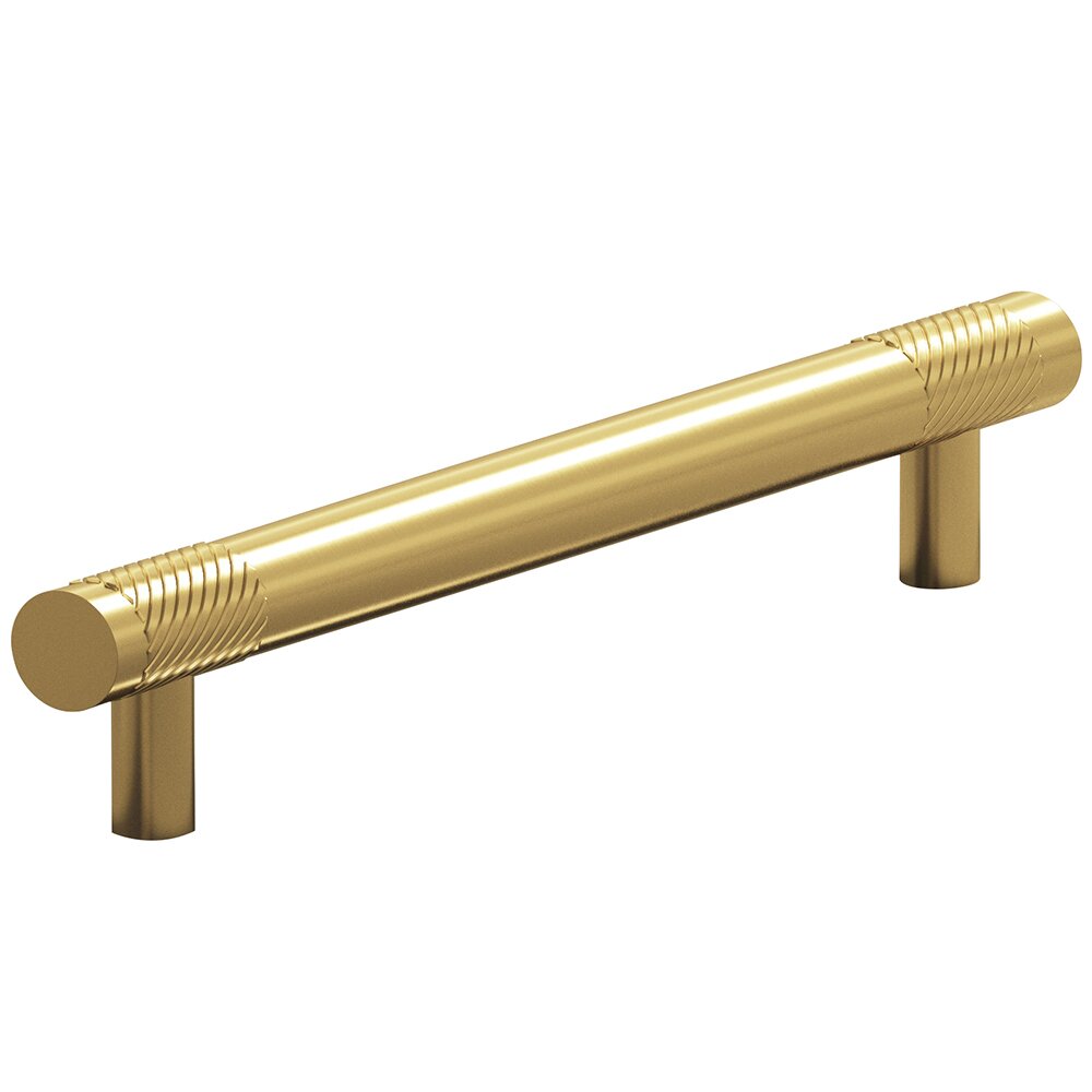 Colonial Bronze 5/8" Diameter Pull Single Knurl Bands 6" Centers Pull in Unlacquered Satin Brass