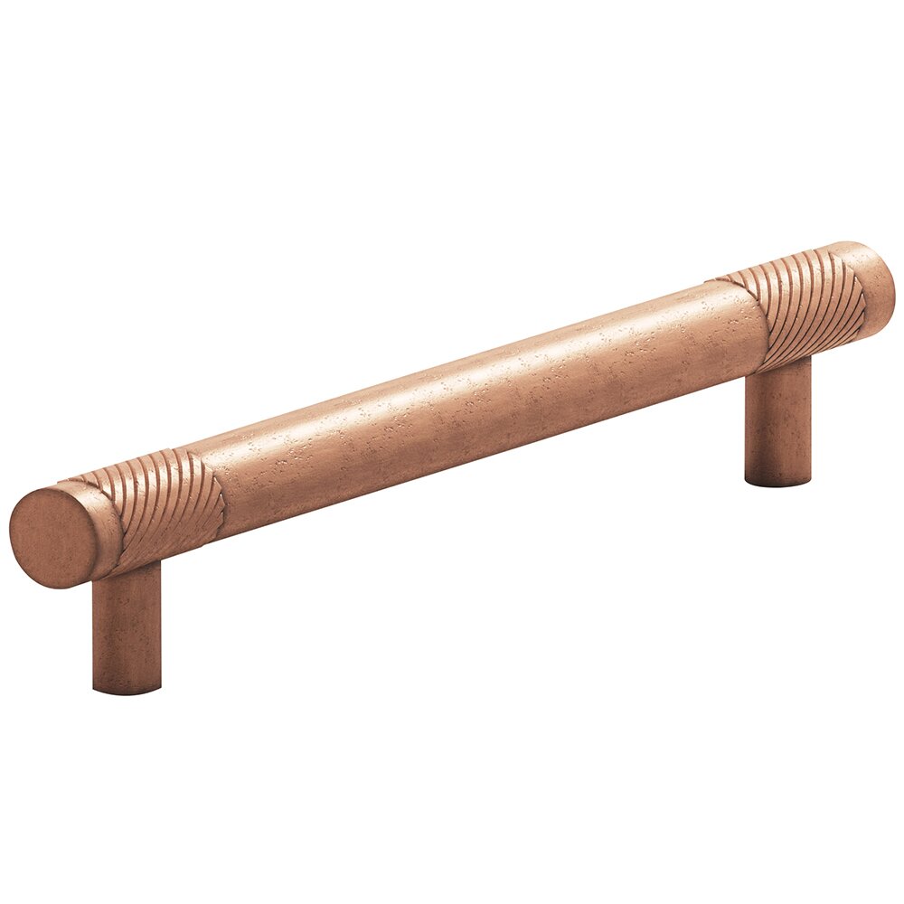 Colonial Bronze 5/8" Diameter Pull Single Knurl Bands 6" Centers Pull in Distressed Antique Copper