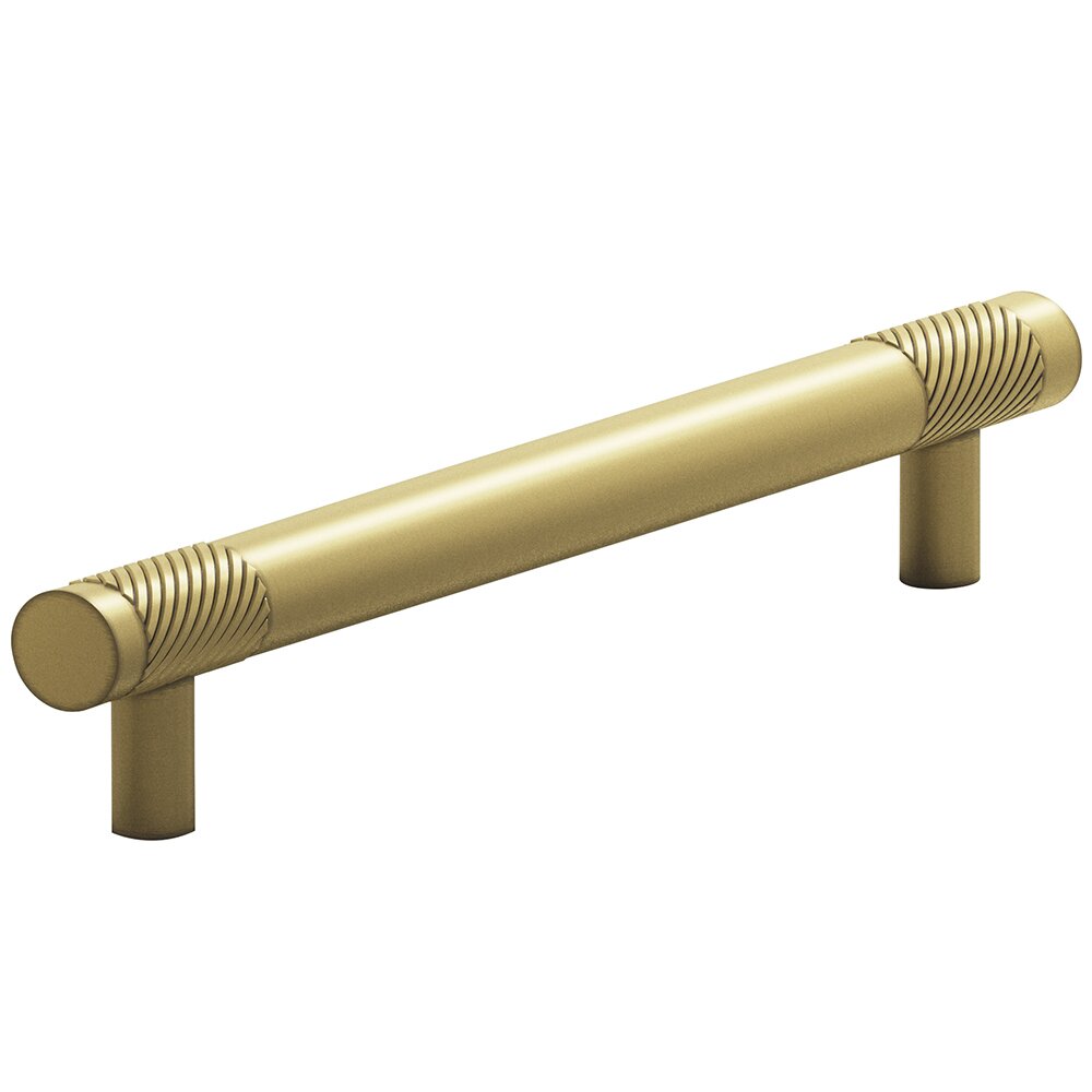 Colonial Bronze 5/8" Diameter Pull Single Knurl Bands 6" Centers Pull in Matte Antique Brass