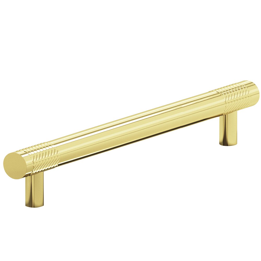 Colonial Bronze 8" Centers Single Knurl Bands Appliance/Oversized Pull in Polished Brass
