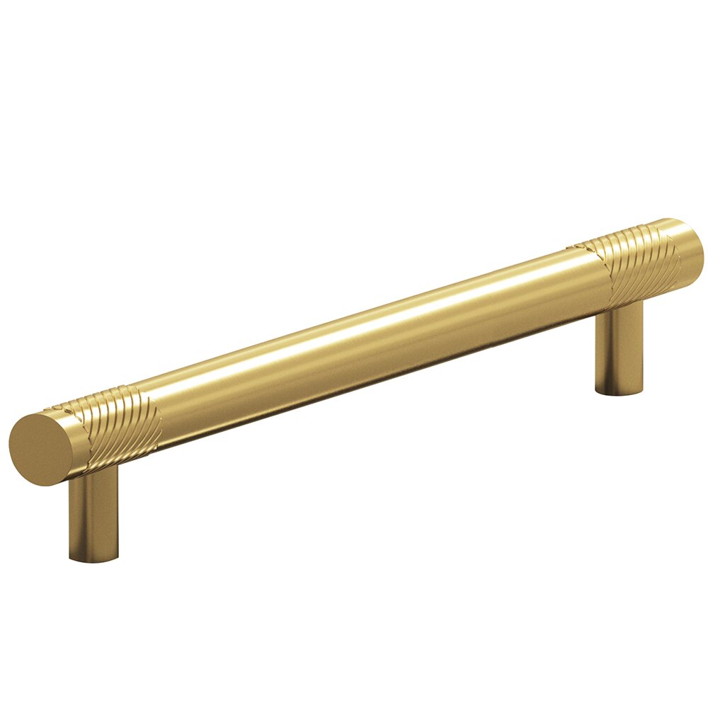 Colonial Bronze 8" Centers Single Knurl Bands Appliance/Oversized Pull in Unlacquered Satin Brass