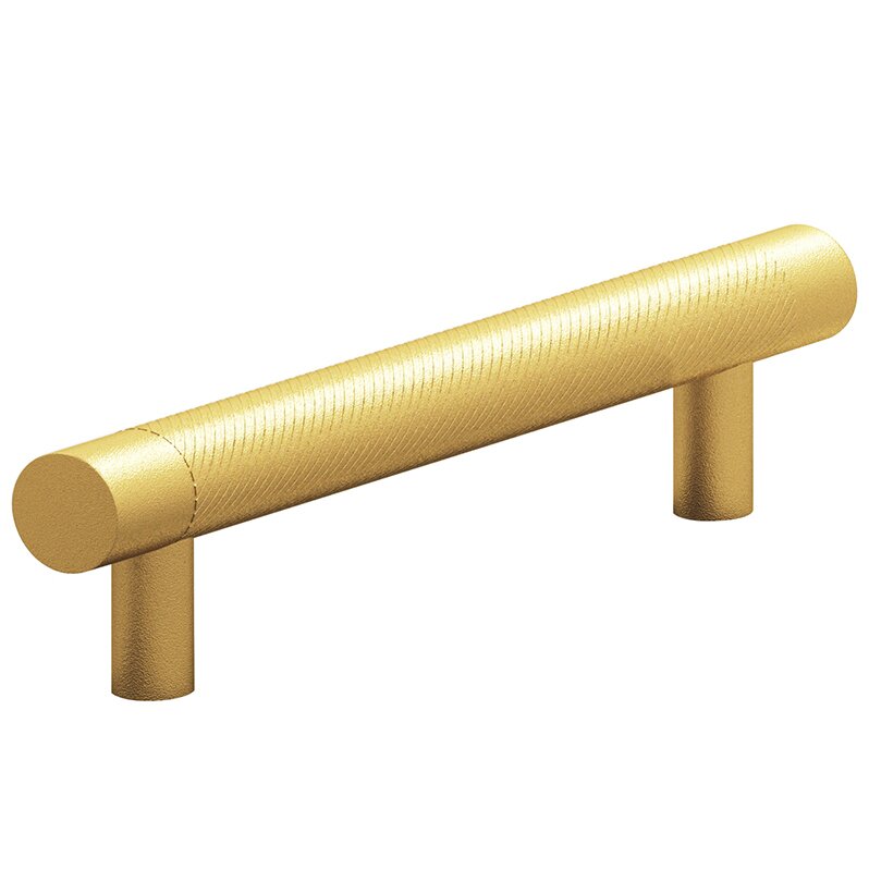 Colonial Bronze 4" Centers Single Knurl Pull in Frost Brass