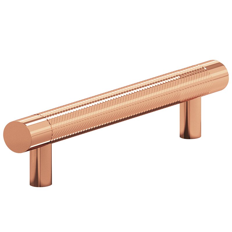 Colonial Bronze 4" Centers Single Knurl Pull in Polished Copper