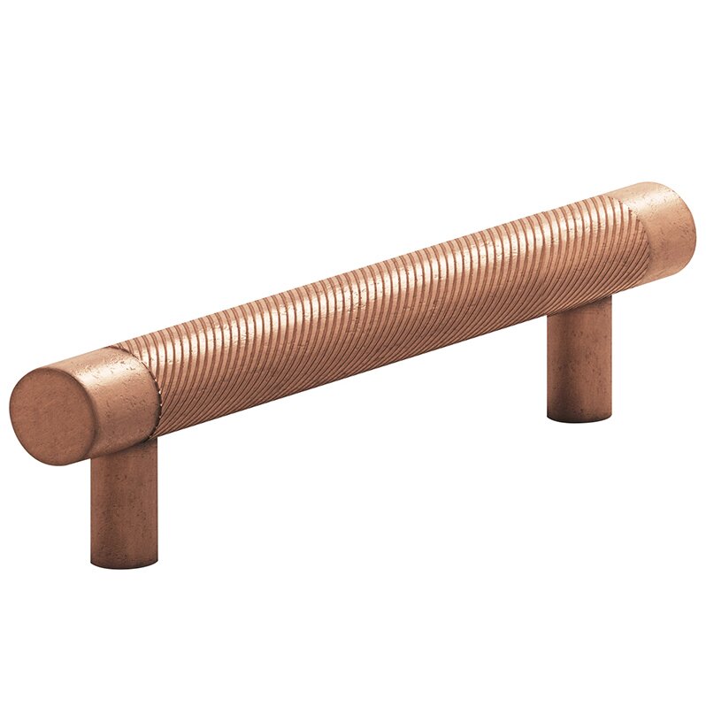 Colonial Bronze 4" Centers Single Knurl Pull in Distressed Antique Copper