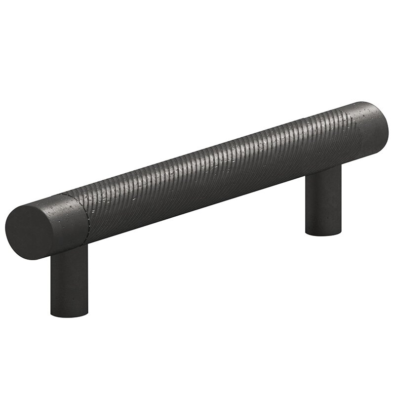 Colonial Bronze 4" Centers Single Knurl Pull in Distressed Black