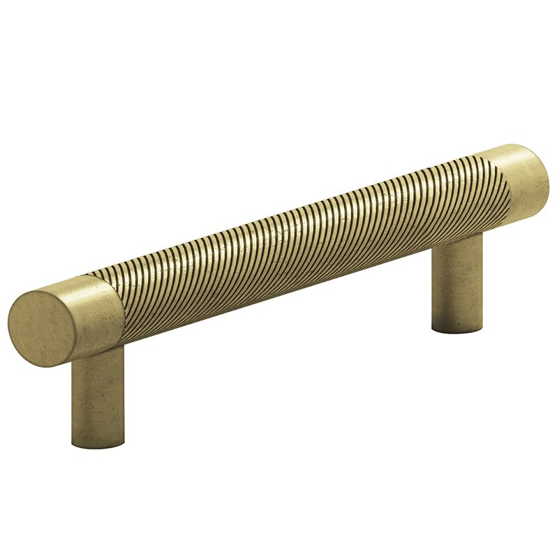 Colonial Bronze 4" Centers Single Knurl Pull in Distressed Antique Brass