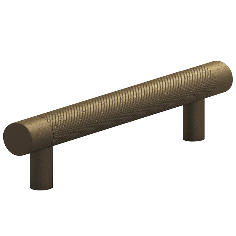 Colonial Bronze 4" Centers Single Knurl European Bar Pull in Distressed Oil Rubbed Bronze