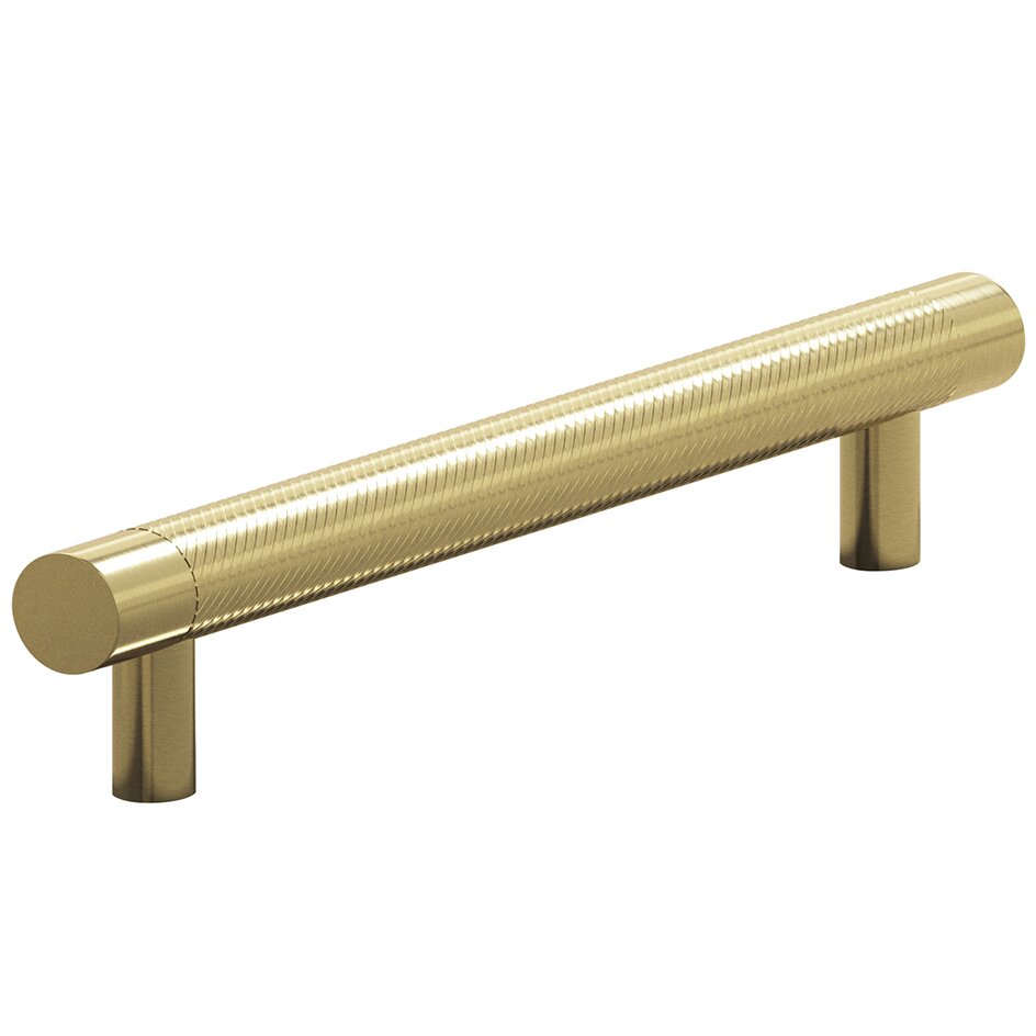Colonial Bronze 6" Centers Single Knurl European Bar Pull in Antique Brass
