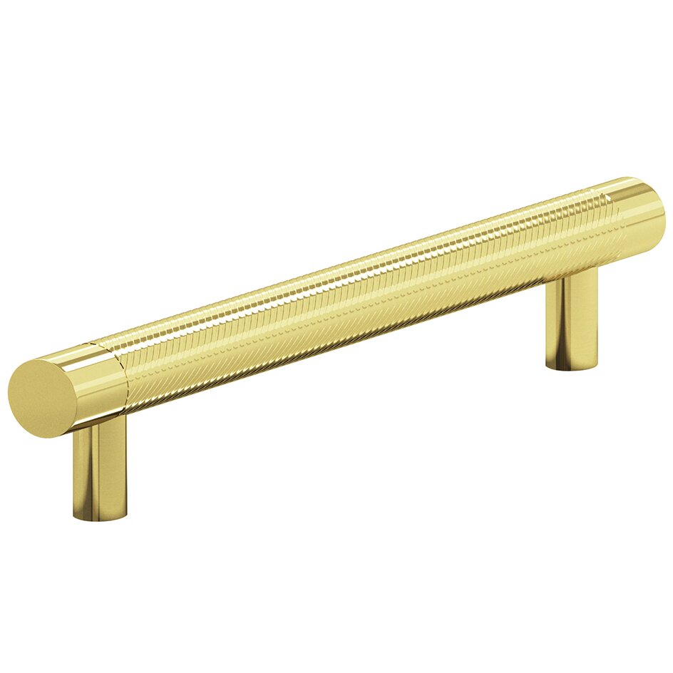 Colonial Bronze 5/8" Diameter Pull Full Single Knurl 6" Centers in Polished Brass Unlacquered