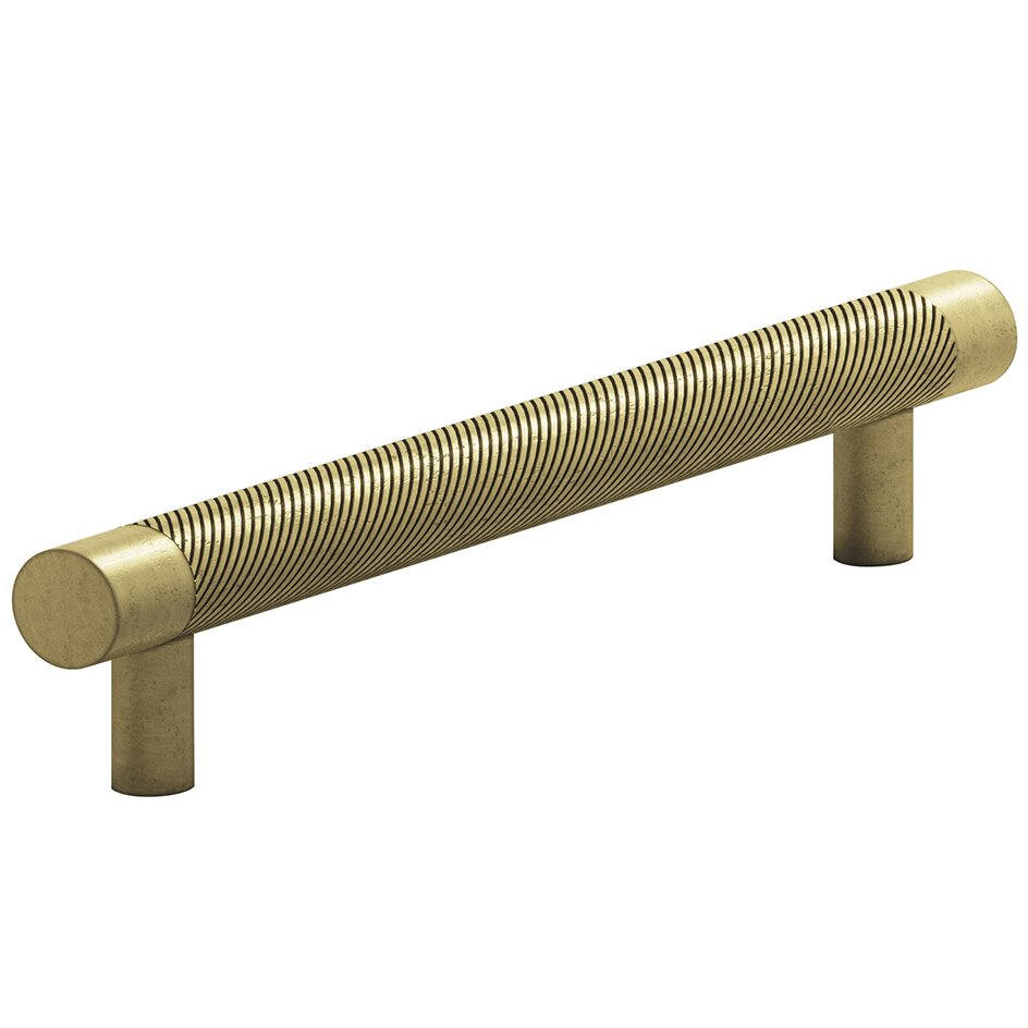 Colonial Bronze 5/8" Diameter Pull Full Single Knurl 6" Centers in Distressed Antique Brass