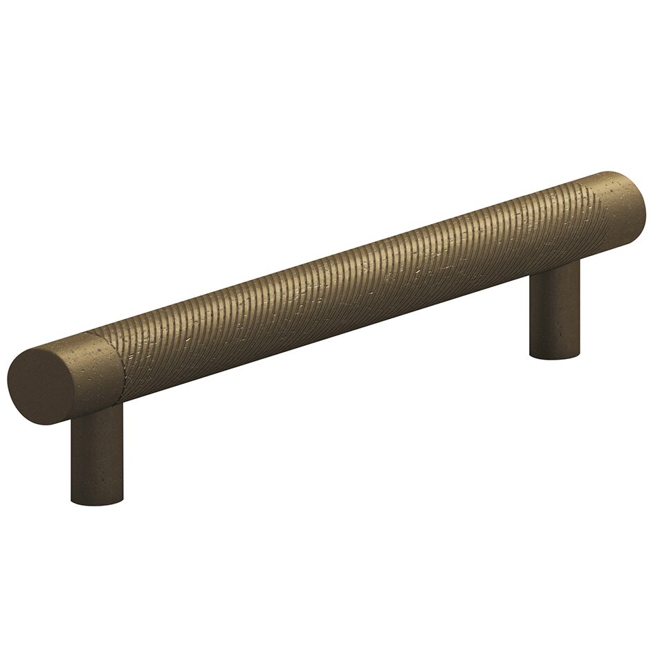 Colonial Bronze 6" Centers Single Knurl European Bar Pull in Distressed Oil Rubbed Bronze