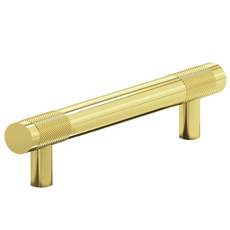 Colonial Bronze 4" Centers Diamond Knurl Pull in Polished Brass Unlacquered