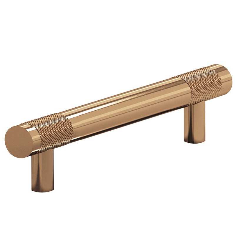 Colonial Bronze 4" Centers Diamond Knurl Pull in Polished Bronze