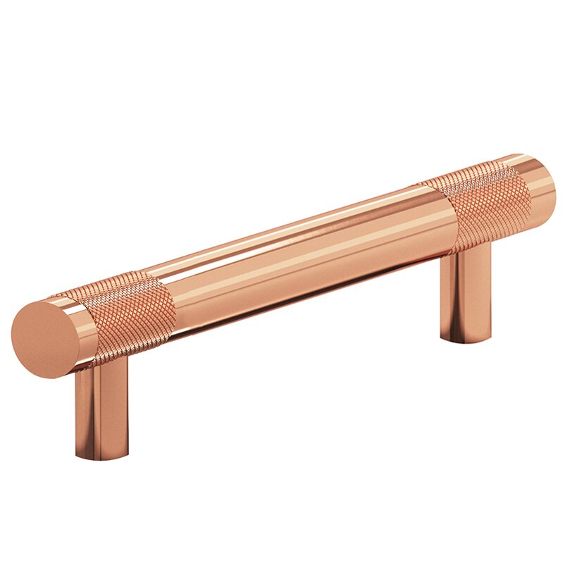 Colonial Bronze 4" Centers Diamond Knurl Pull in Polished Copper
