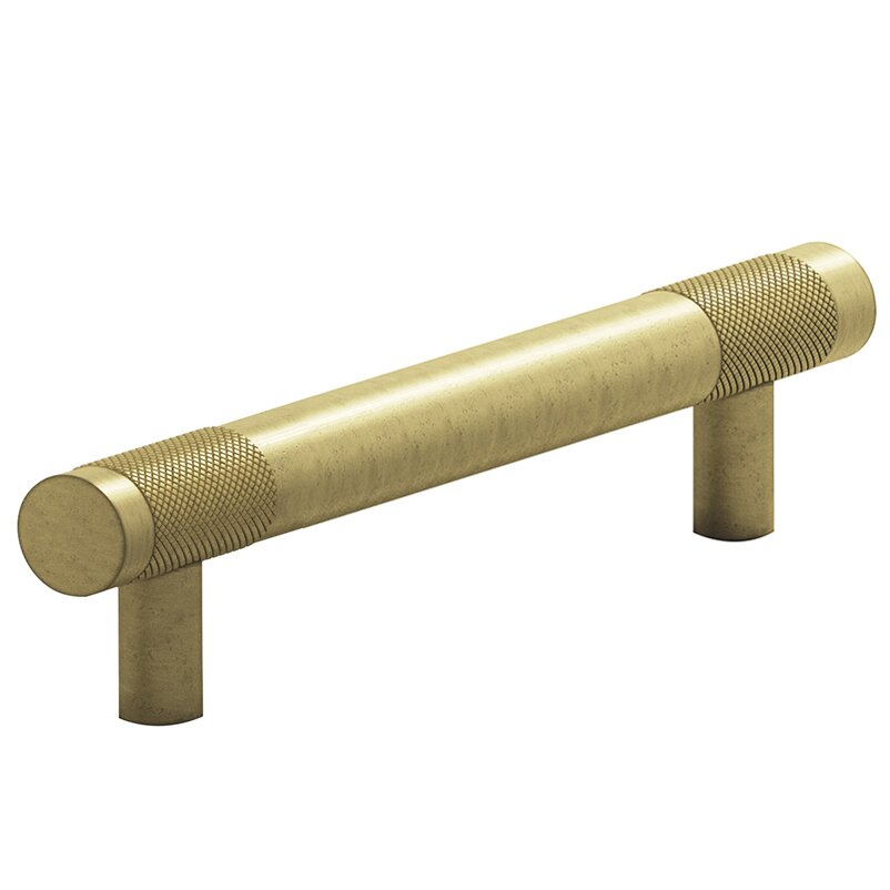 Colonial Bronze 4" Centers Diamond Knurl Pull in Distressed Antique Brass