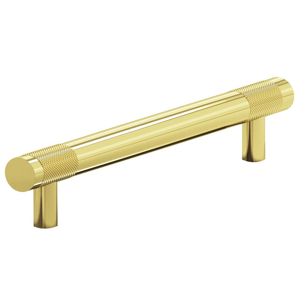 Colonial Bronze 5/8" Diameter Pull Full Diamond Knurl 6" Centers in Polished Brass Unlacquered