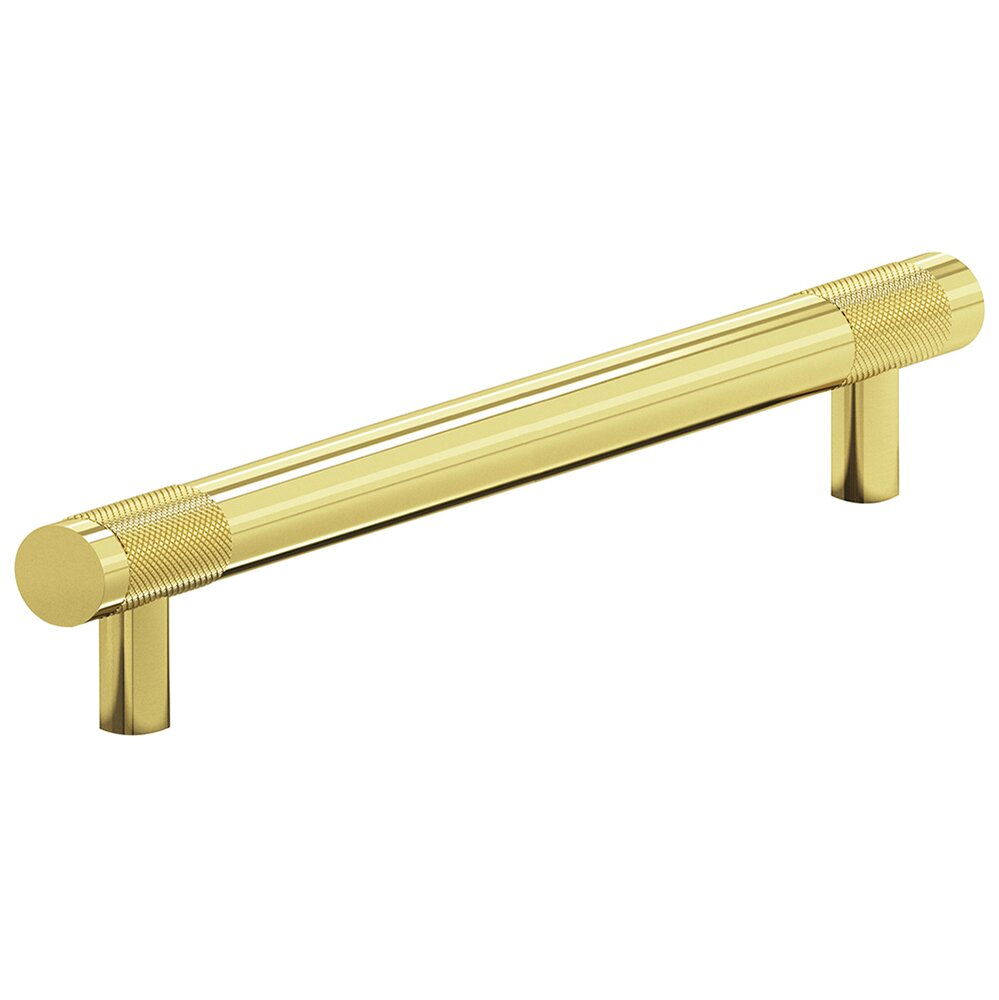 Colonial Bronze 8" Centers Full Diamond Knurl Appliance/Oversized Pull in Polished Brass Unlacquered
