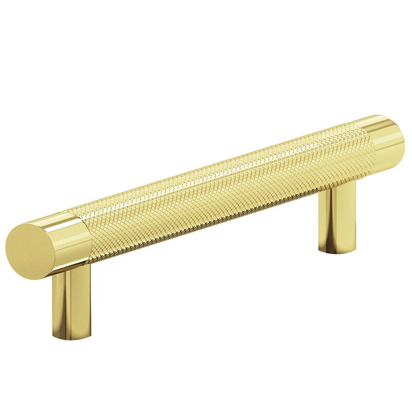 Colonial Bronze 4" Centers Diamond Knurl Pull in Polished Brass