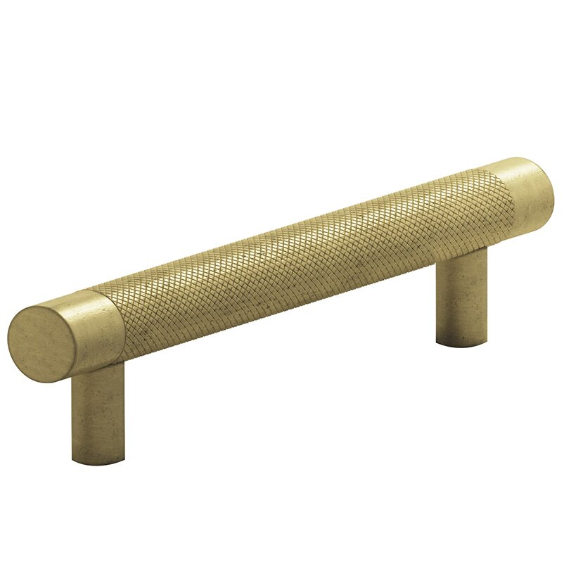 Colonial Bronze 4" Centers Diamond Knurl Pull in Distressed Antique Brass