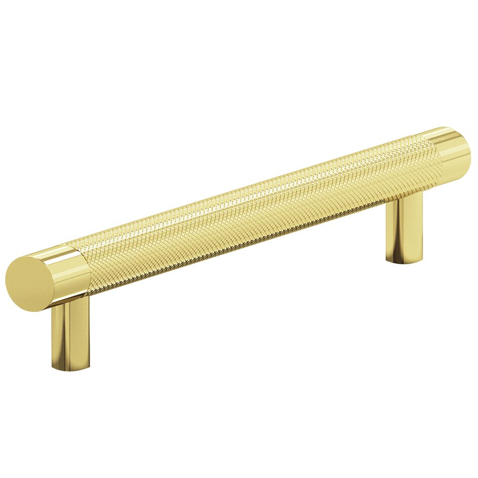 Colonial Bronze 6" Centers Diamond Knurl Pull in Polished Brass