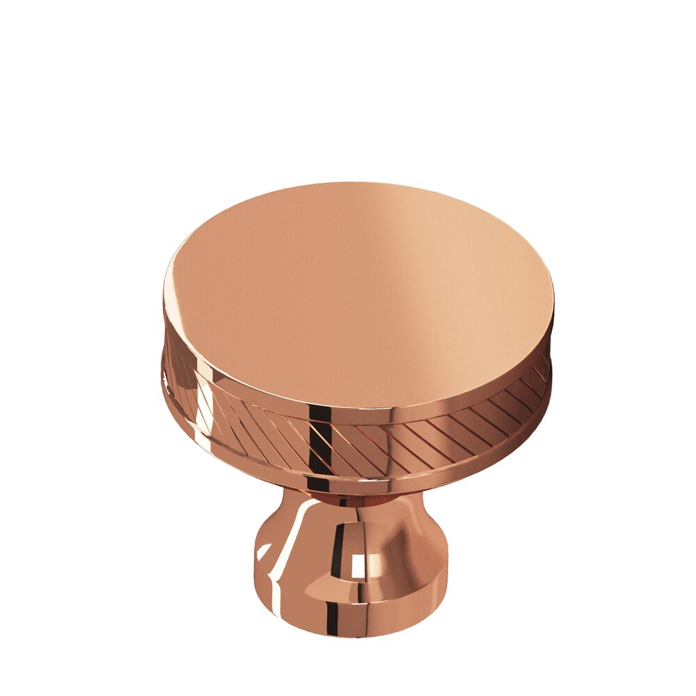 Colonial Bronze 1" Diameter Round Single-Knurled Sandwich Cabinet Knob In Polished Copper