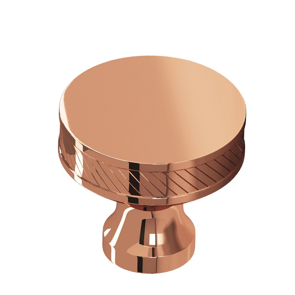 Colonial Bronze 1.5" Diameter Round Single-Knurled Sandwich Cabinet Knob In Polished Copper