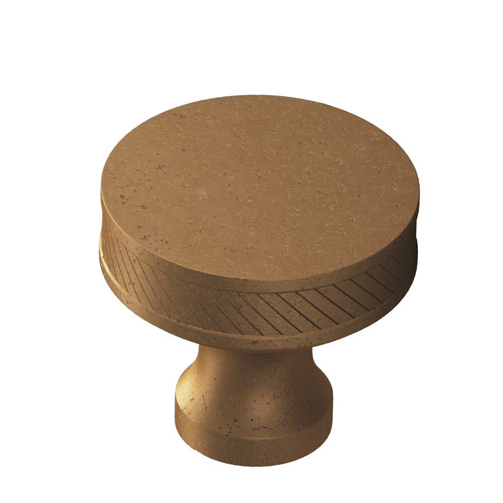 Colonial Bronze 1.5" Diameter Round Single-Knurled Sandwich Cabinet Knob In Distressed Light Statuary Bronze