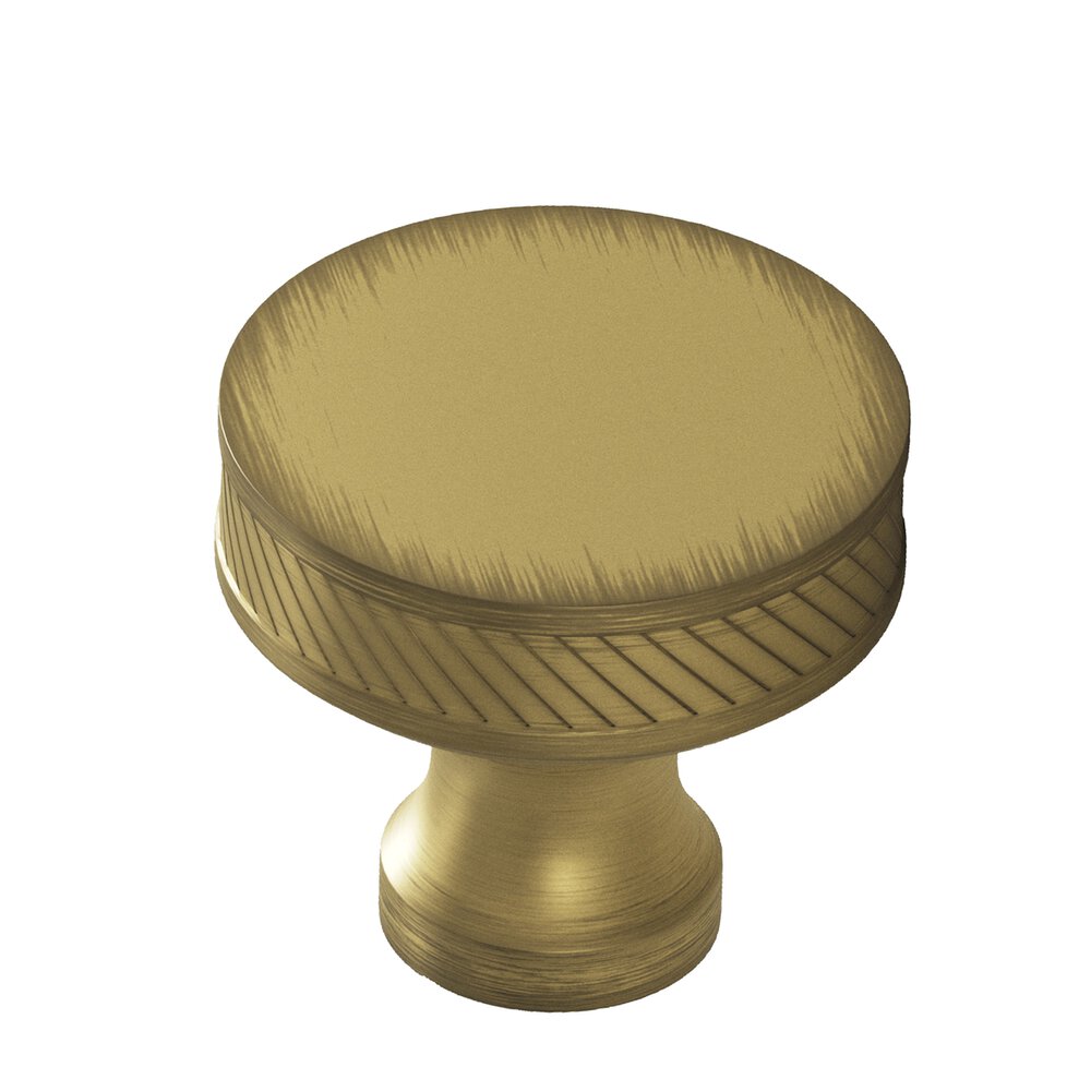 Colonial Bronze 1.5" Diameter Round Single-Knurled Sandwich Cabinet Knob In Matte Antique Satin Brass