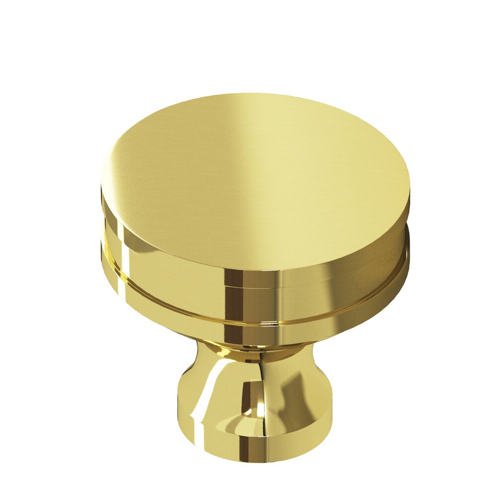 Colonial Bronze 1.5" Diameter Round Smooth Sandwich Cabinet Knob In Unlacquered Polished Brass