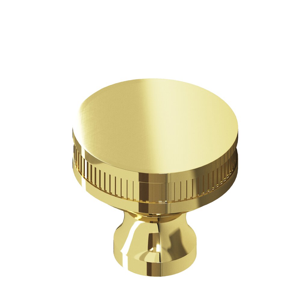 Colonial Bronze 1" Diameter Round Coined Sandwich Cabinet Knob In Polished Brass