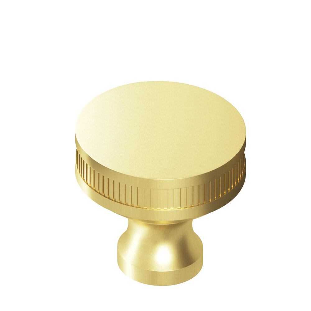 Colonial Bronze 1" Diameter Round Coined Sandwich Cabinet Knob In Matte Satin Brass