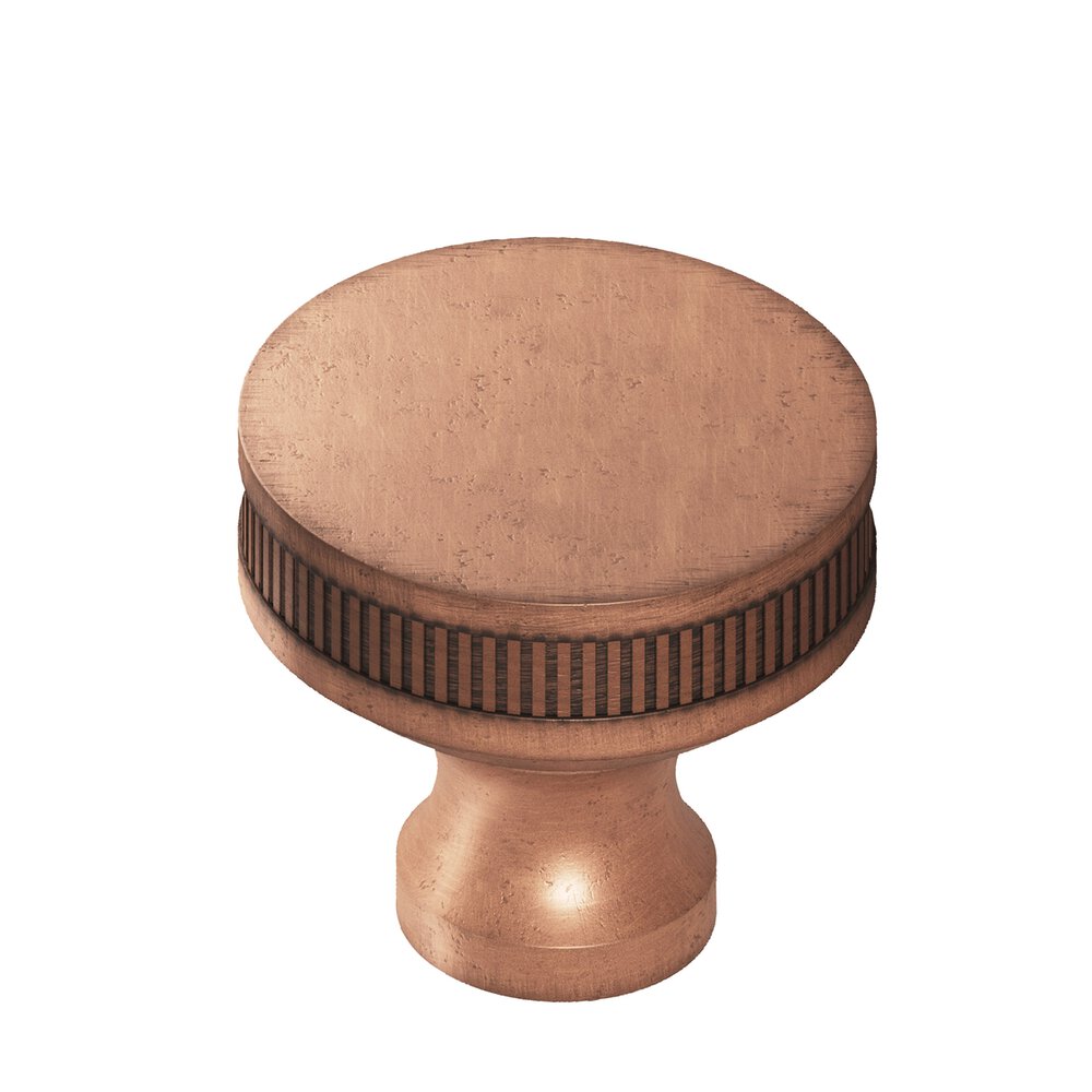 Colonial Bronze 1.25" Diameter Round Coined Sandwich Cabinet Knob In Distressed Antique Copper