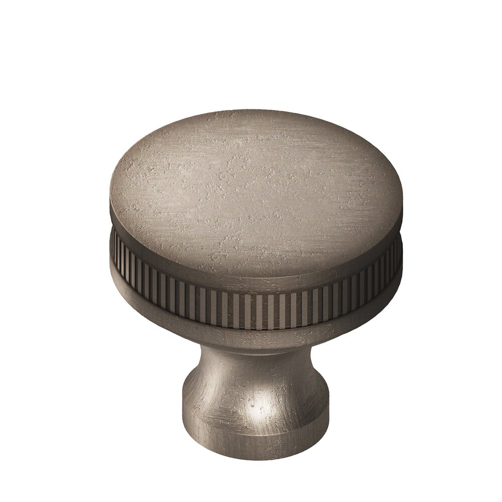 Colonial Bronze 1.25" Diameter Round Coined Sandwich Cabinet Knob In Distressed Pewter