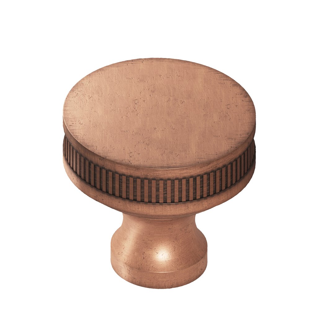 Colonial Bronze 1.5" Diameter Round Coined Sandwich Cabinet Knob In Distressed Antique Copper