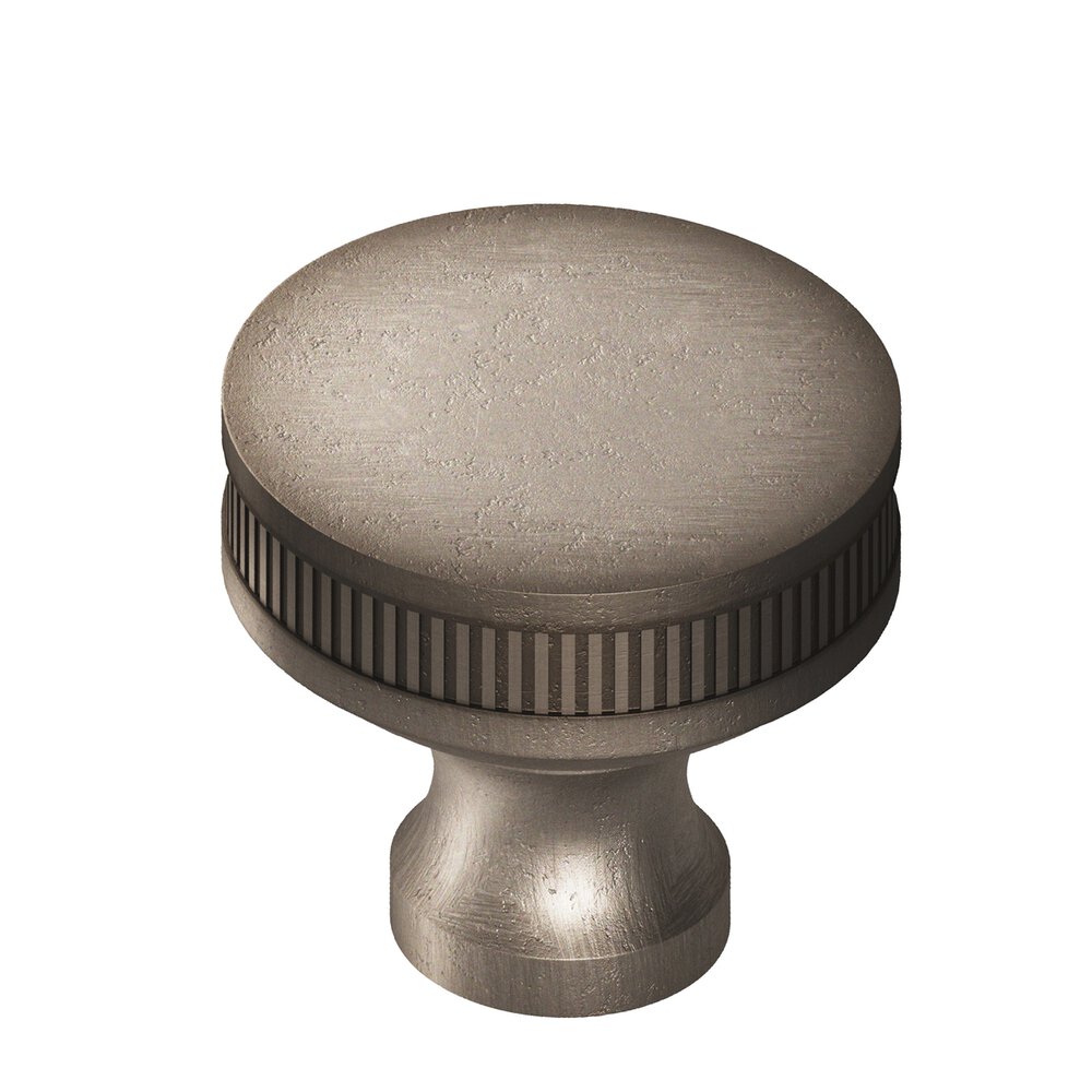 Colonial Bronze 1.5" Diameter Round Coined Sandwich Cabinet Knob In Distressed Pewter
