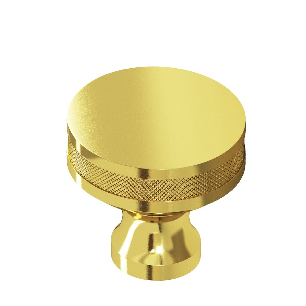 Colonial Bronze 1.25" Diameter Round Diamond-Knurled Sandwich Cabinet Knob In French Gold