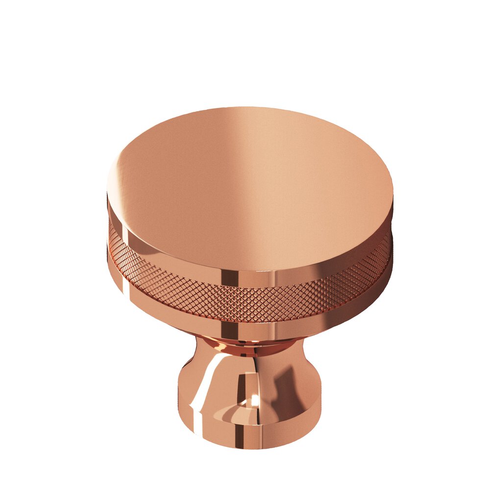 Colonial Bronze 1.25" Diameter Round Diamond-Knurled Sandwich Cabinet Knob In Polished Copper