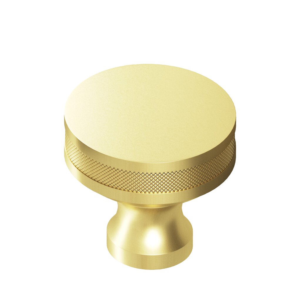 Colonial Bronze 1.25" Diameter Round Diamond-Knurled Sandwich Cabinet Knob In Matte Satin Brass