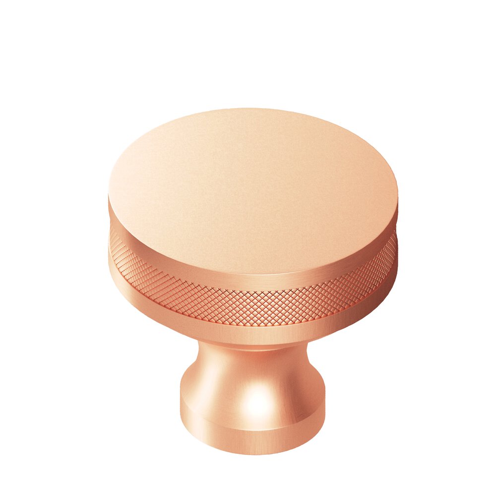 Colonial Bronze 1.25" Diameter Round Diamond-Knurled Sandwich Cabinet Knob In Matte Satin Copper