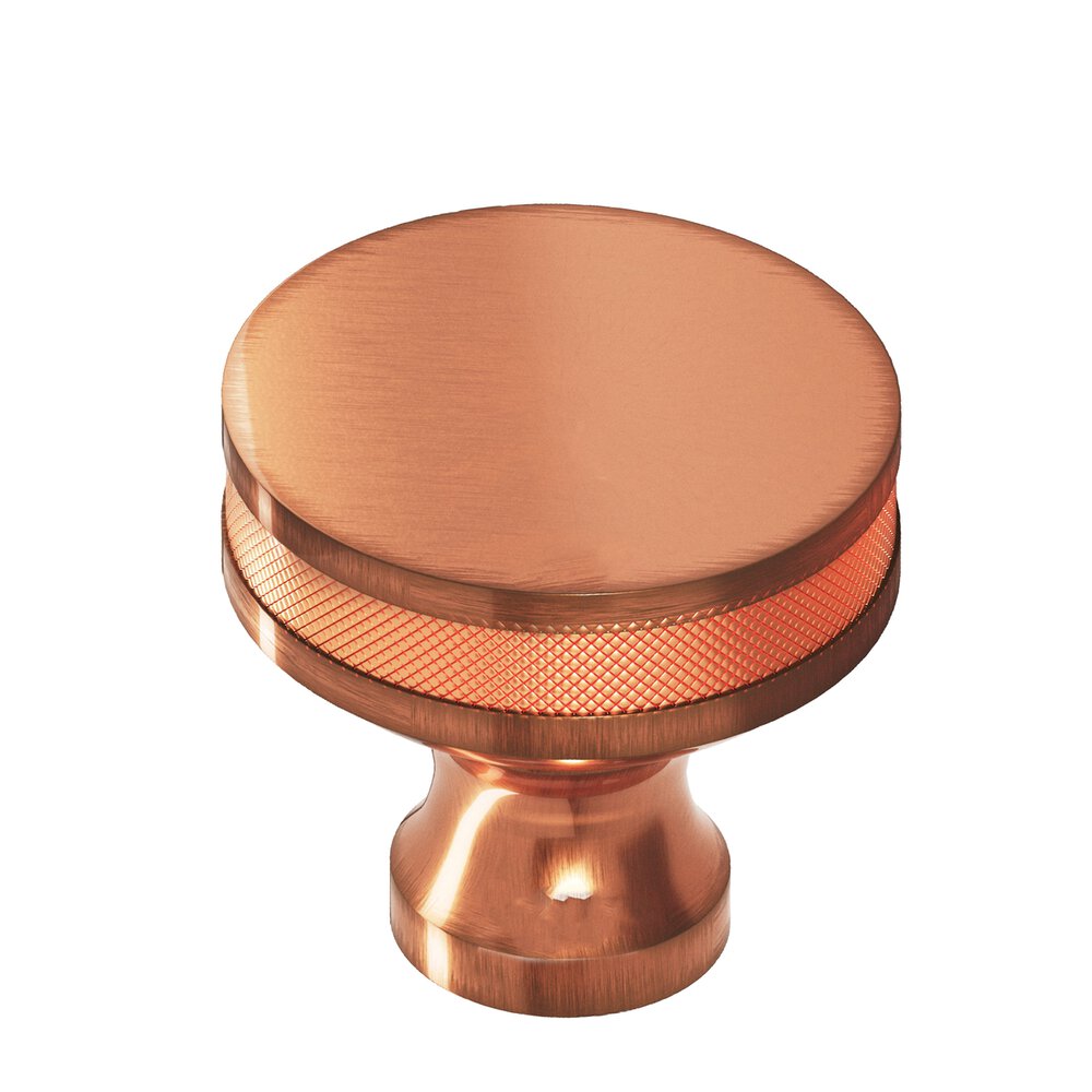 Colonial Bronze 1.5" Diameter Round Diamond-Knurled Sandwich Cabinet Knob In Antique Copper