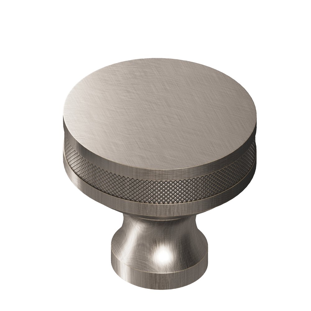 Colonial Bronze 1.5" Diameter Round Diamond-Knurled Sandwich Cabinet Knob In Pewter