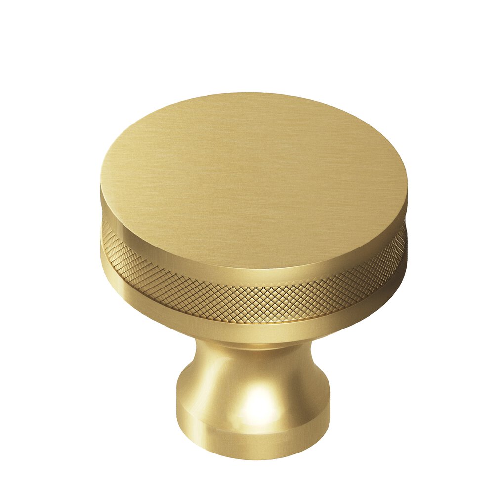 Colonial Bronze 1.5" Diameter Round Diamond-Knurled Sandwich Cabinet Knob In Unlacquered Satin Brass