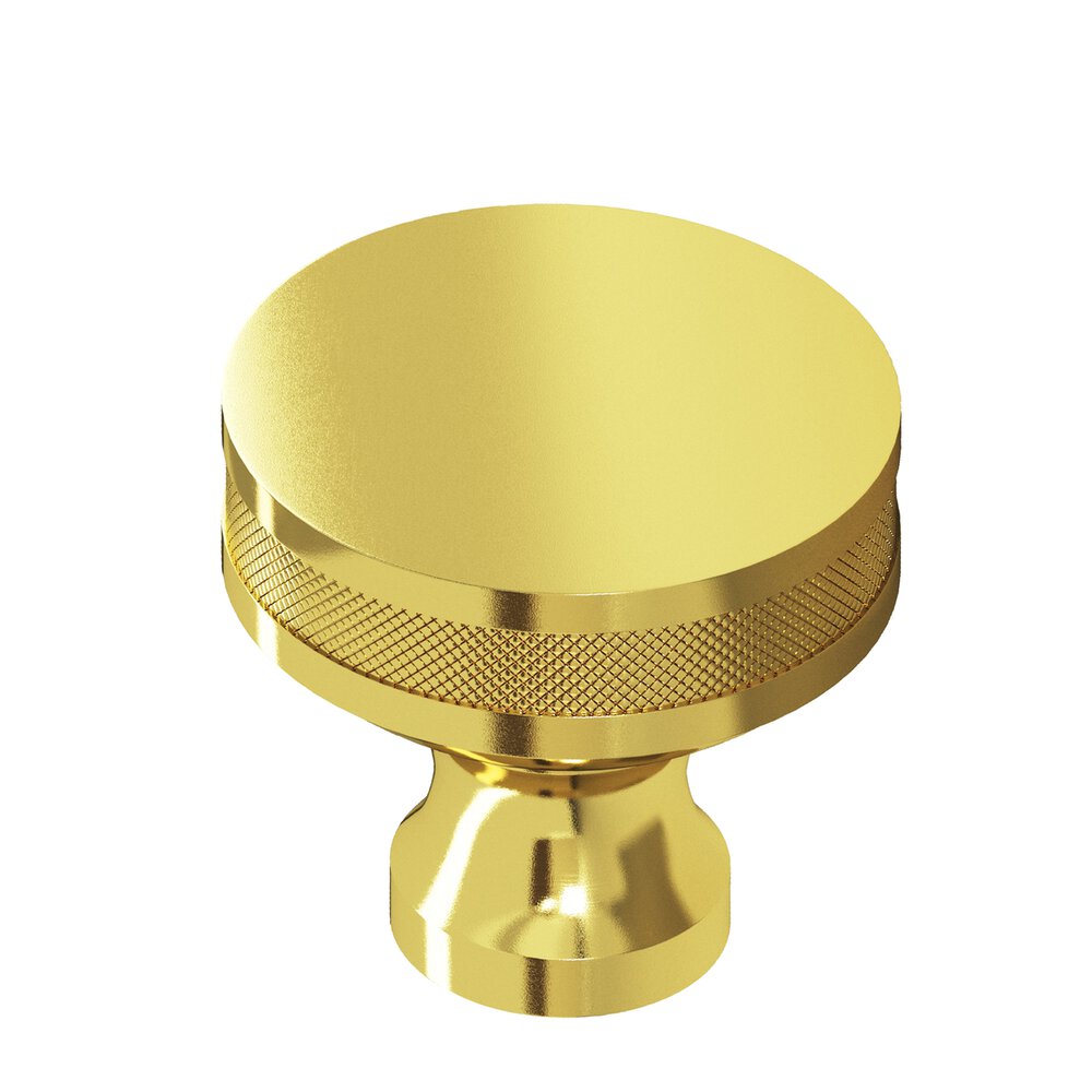 Colonial Bronze 1.5" Diameter Round Diamond-Knurled Sandwich Cabinet Knob In French Gold