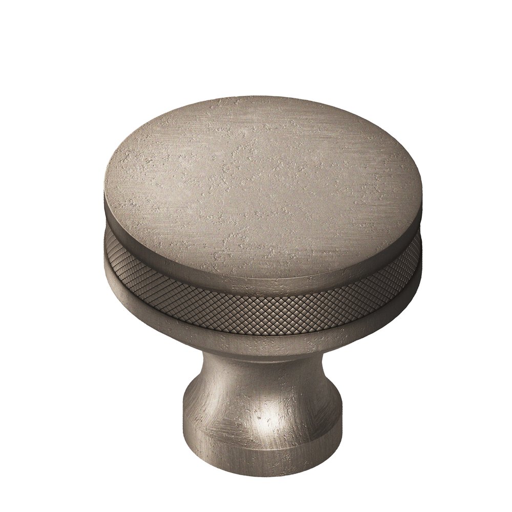Colonial Bronze 1.5" Diameter Round Diamond-Knurled Sandwich Cabinet Knob In Distressed Pewter