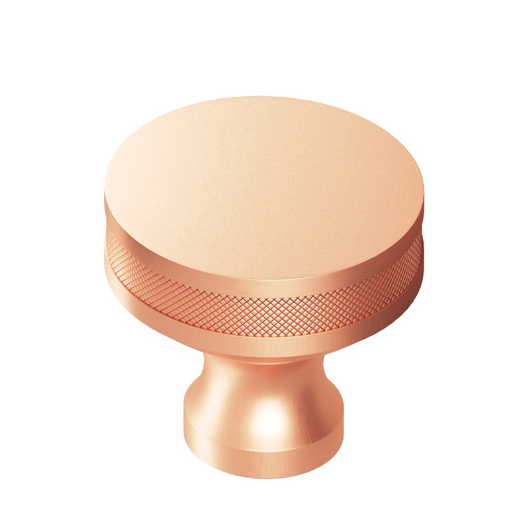 Colonial Bronze 1.5" Diameter Round Diamond-Knurled Sandwich Cabinet Knob In Matte Satin Copper
