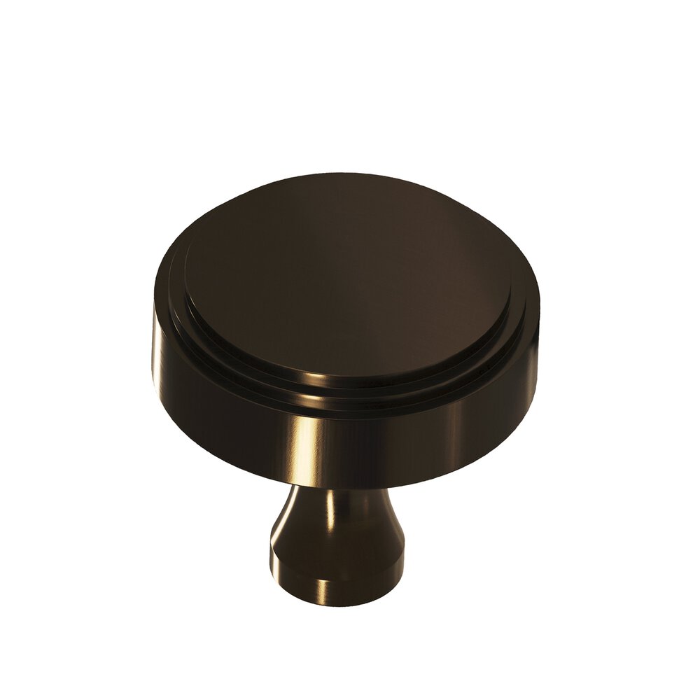 Colonial Bronze 1" Diameter Round Stepped Cabinet Knob With Flared Post In Unlacquered Oil Rubbed Bronze