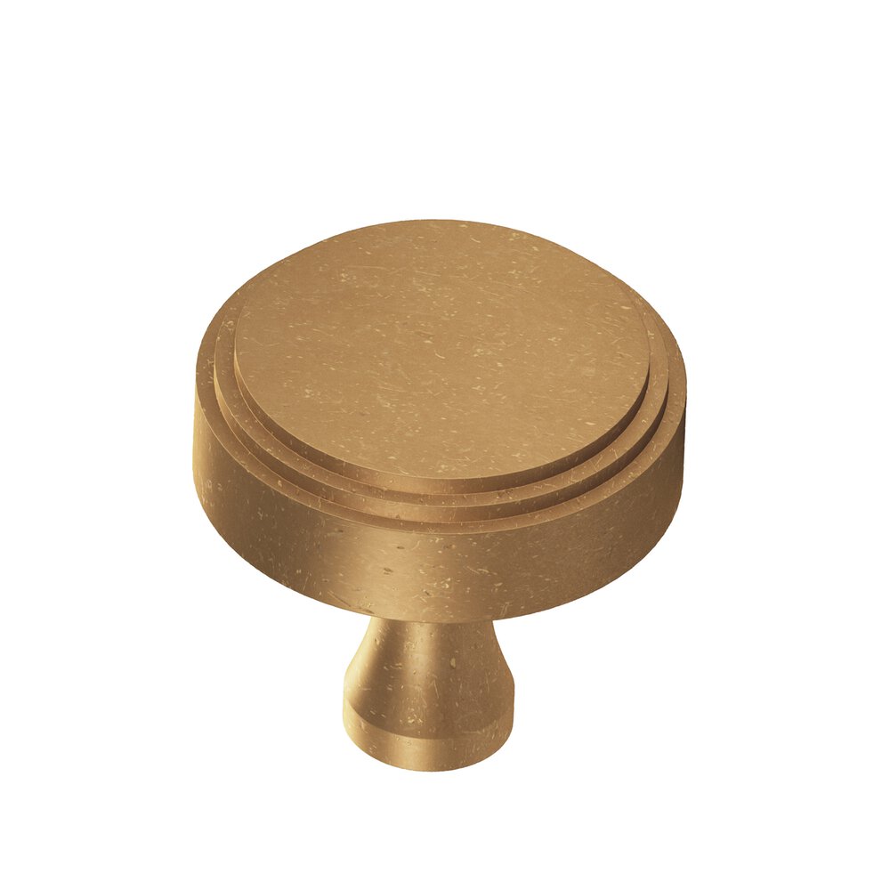 Colonial Bronze 1" Diameter Round Stepped Cabinet Knob With Flared Post In Distressed Light Statuary Bronze